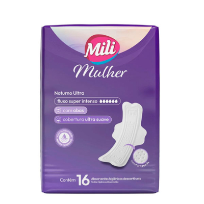 Mili Absorvente Mulher Noturno Ultra Com Abas