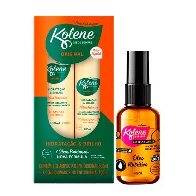 Kolene Kit Shampoo 300ml + Condicionador 200ml + Óleo Finalizador 45ml